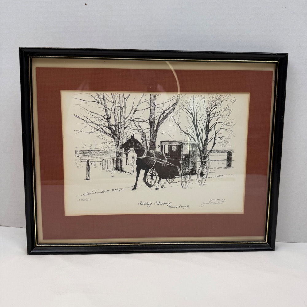 Vintage Janet Martin Sunday Morning Lancaster County PA Signed Print 543/850